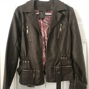 Dark Brown Moto Jacket, size XL